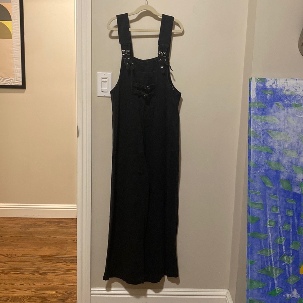Vintage wide leg black jean jumpsuit